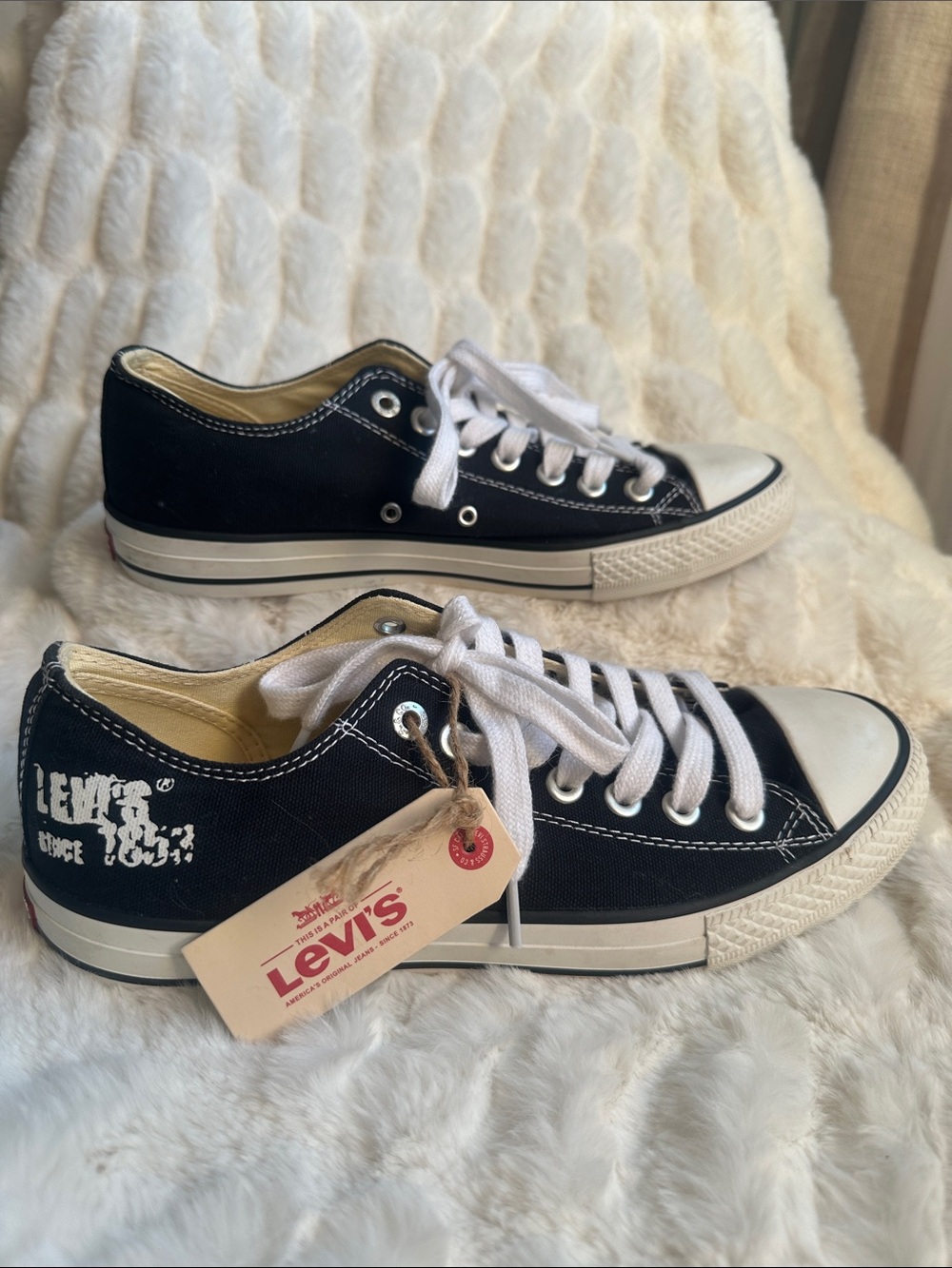 Levi's Black and White Canvas Low-Top Sneakers